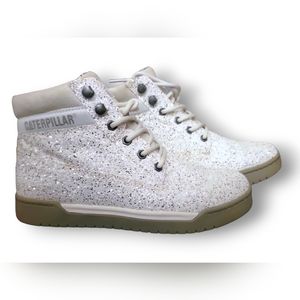 Caterpillar white sparkle boots